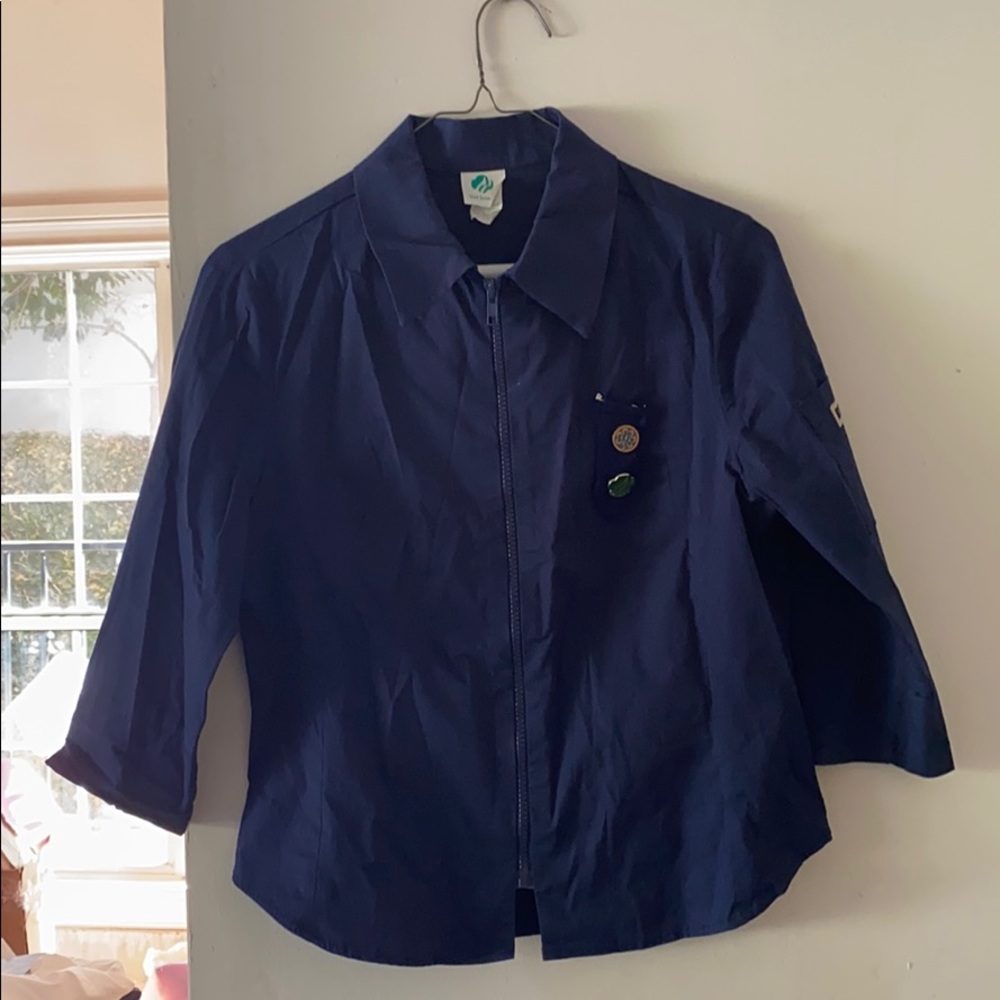 Authentic Vintage Girls scouts blouse with pins Made In USA🇺🇸👕👚💙🩵